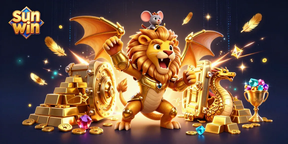Catch wins with the stunning sun win chimera and treasure scene in a vibrant casino world.