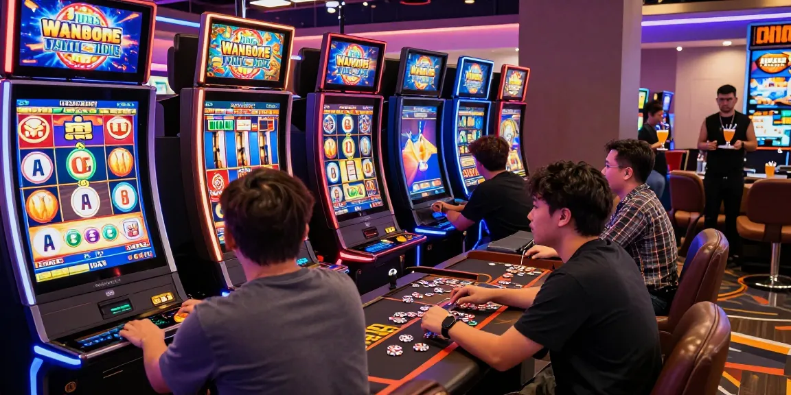 Exciting online slot gacor gaming scene with players enjoying vibrant digital casino.