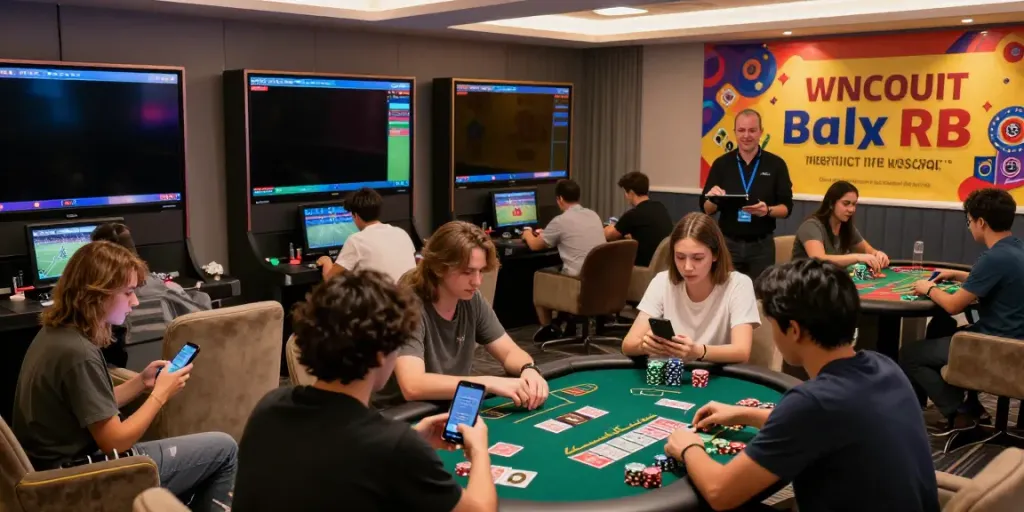 Exciting online gaming scene at https://net88.broker/ showcasing diverse players enjoying sports betting and casino games.