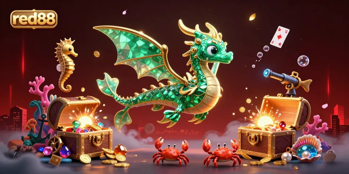 Experience the thrilling world of red88 with a vibrant 3D sea dragon and treasure explosion!