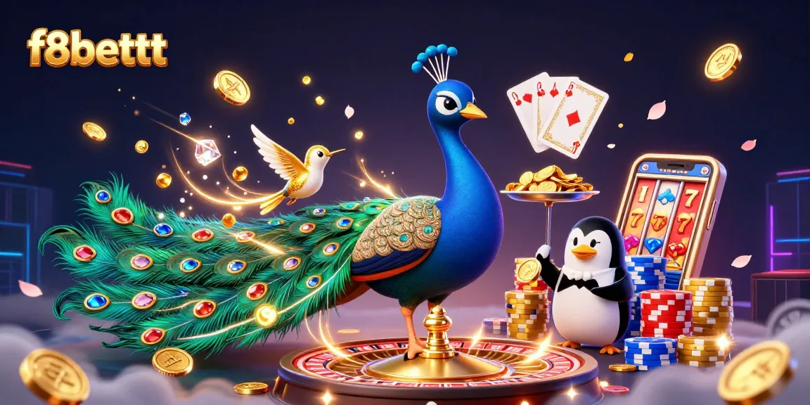 Experience the vibrancy of f8bettt's casino with a lively 3D illustration of gaming excitement!