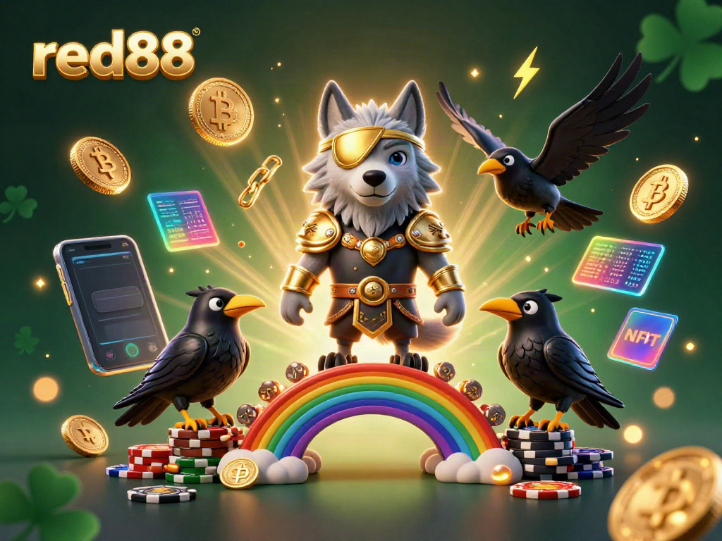 Experience the vibrant action of red88 with a Norse-inspired casino scene featuring Odin and ravens among glowing game elements.
