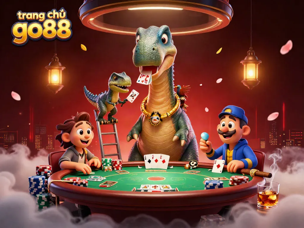 Experience thrilling action at trang chủ go88 with vibrant colorful poker elements in a dynamic casino scene.