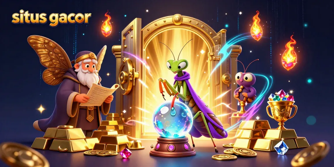 situs gacor showcases vibrant casino elements with engaging fortune teller and treasure scene