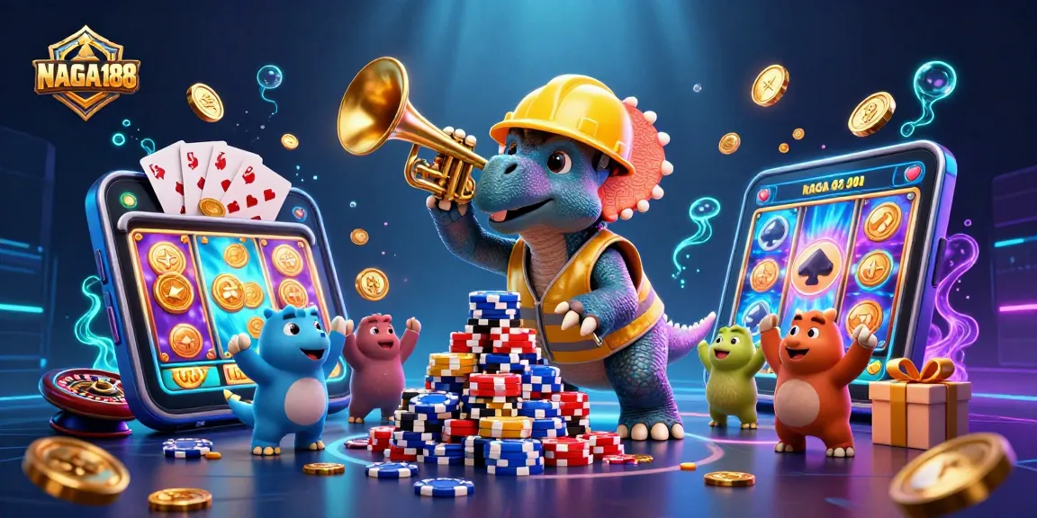 NAGA188 membawa minat sambil bermain slot dengan karakter ceria dan koin emas berlimpah.